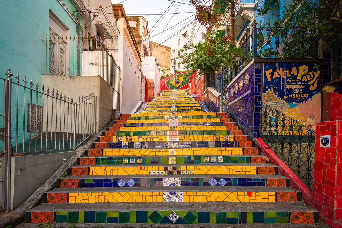 The colourful tiled Selarón Steps in Rio de Janeiro